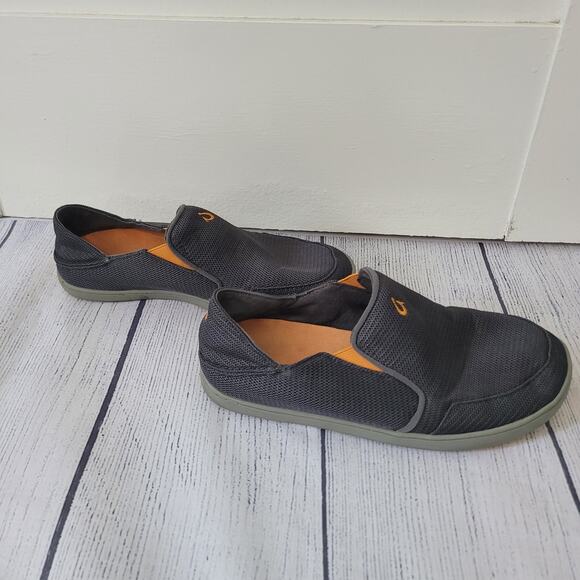 OluKai Size 8	Nohea Mesh Men\'s Slip On Sneakers Lightweight Breathable‎ Gray